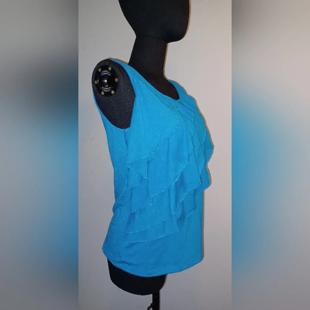 Raffaella Blue Layered Ruffle Tank Top - Picture 2 of 5